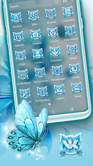 دانلود Flower Butterfly Glitter Theme 2.8 – تم گل پروانه آبی اندروید
