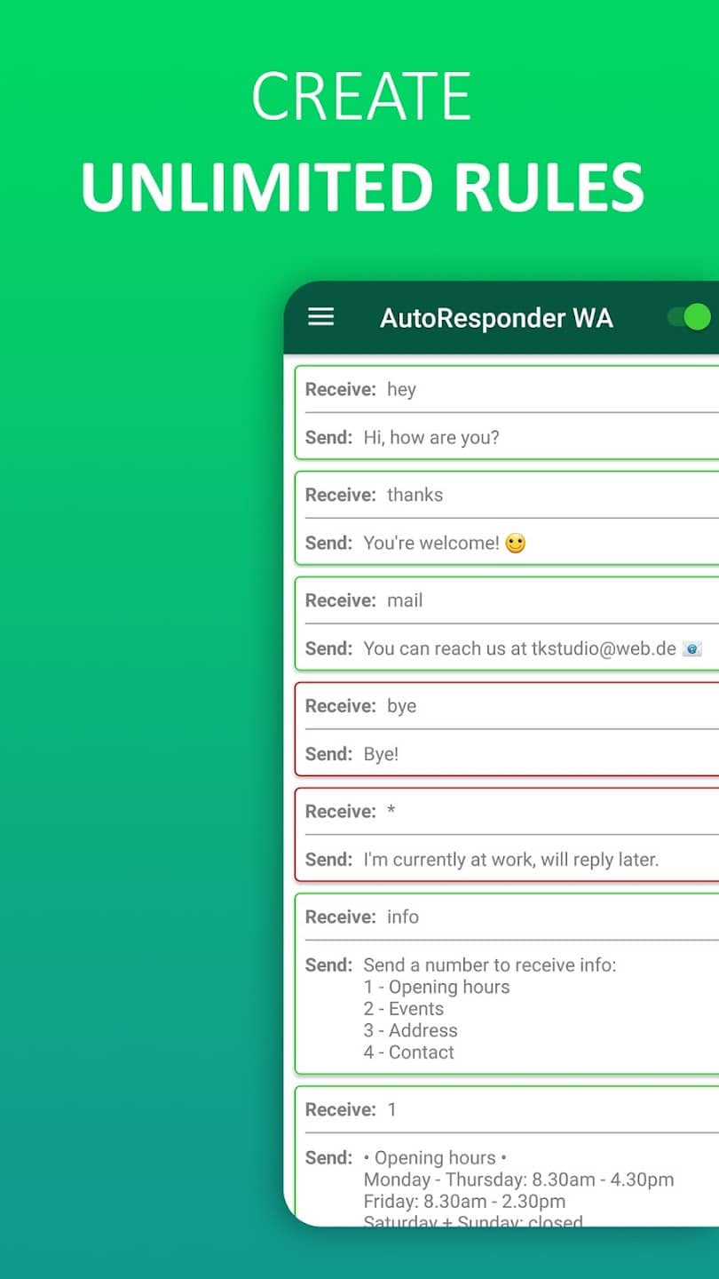 ارسال پیام خودکار واتساپ AutoResponder for WhatsApp 3.3.8